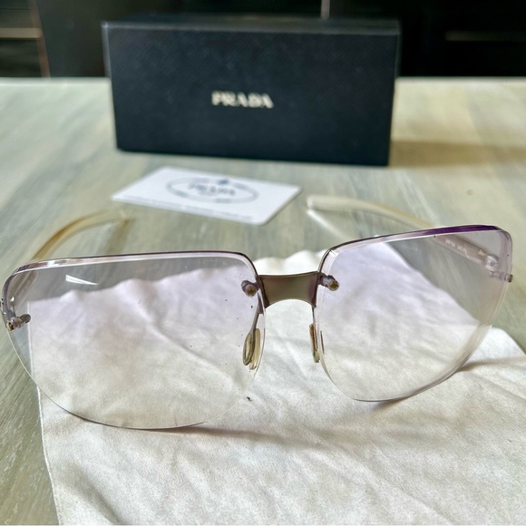 Prada RARE Sunglasses Full Inclusion SPR 75A - 2AC-1L1 Transparent Purple - Picture 6 of 16